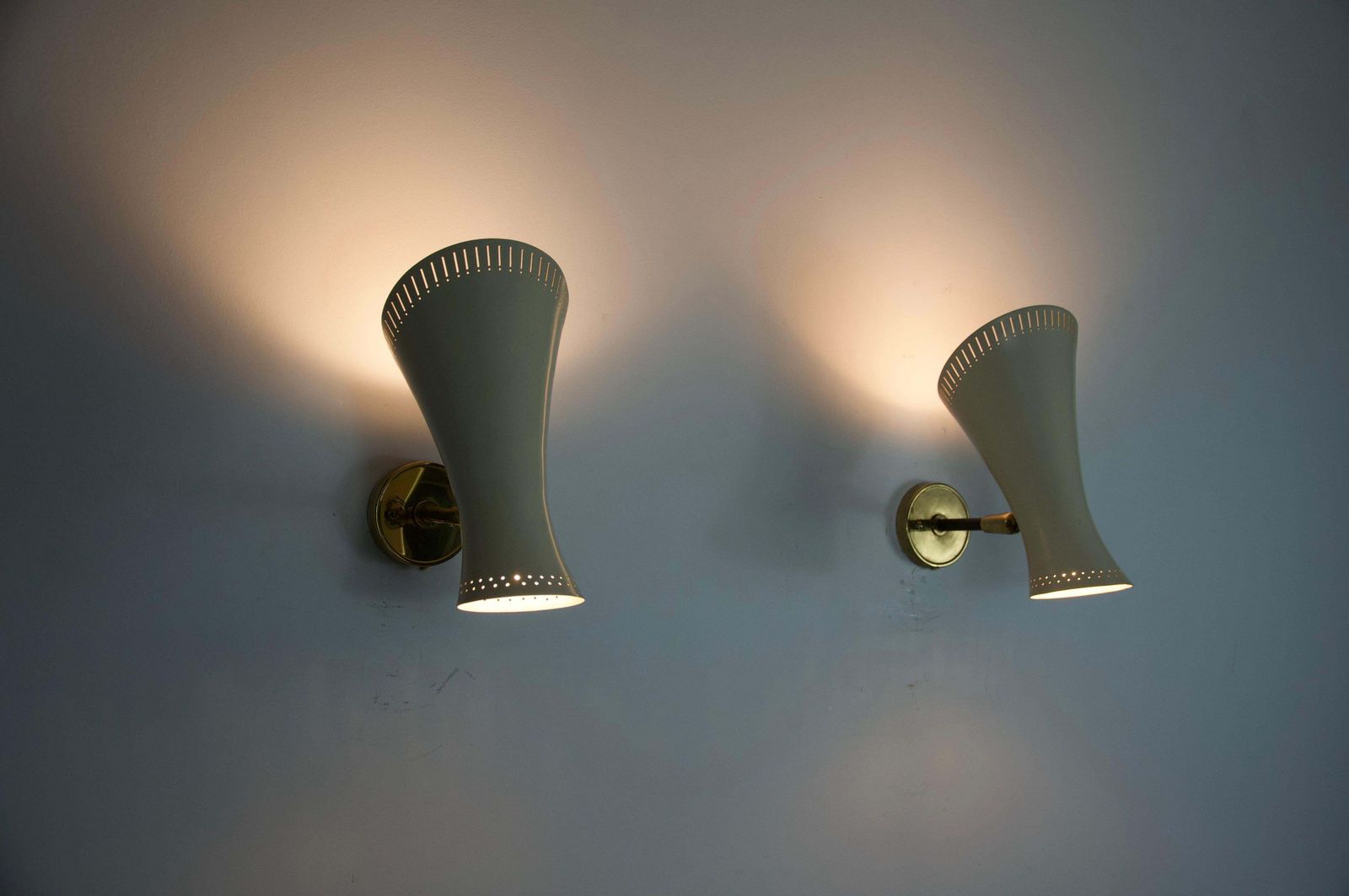 Pair Of Mid Century Modern Brass Diabolo Wall Lamps, Germany, 1950s photo buy