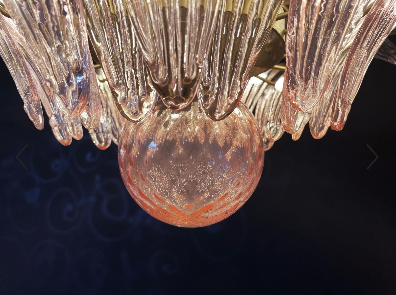 1599.0 Italian Pink Leaves Palmette Chandelier Murano photo