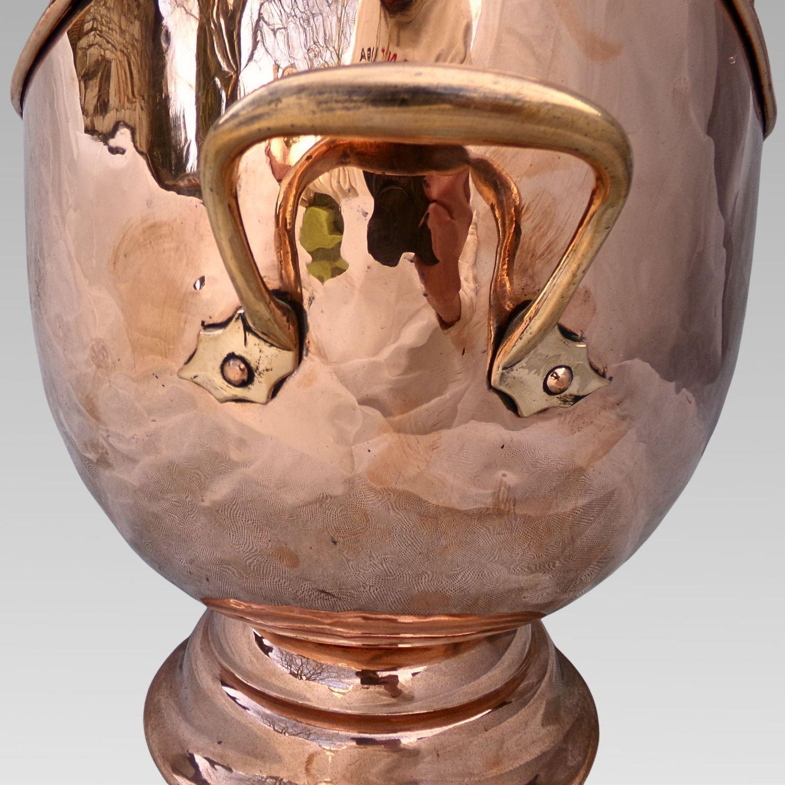 Fabulous Large Antique 19th Century Copper Brass Coal Bucket Helmet Scuttle W/ Handle photo vintage