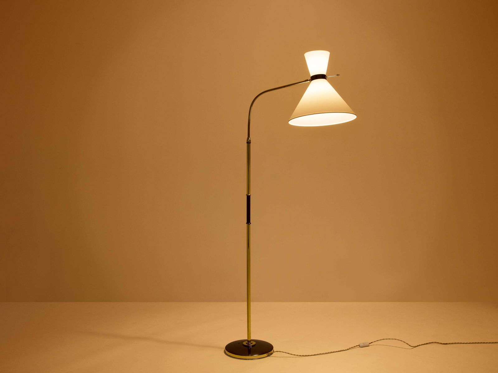 Maison Lunel Diabolo Brass Gunmetal Floor Lamp 1950s photo for sale