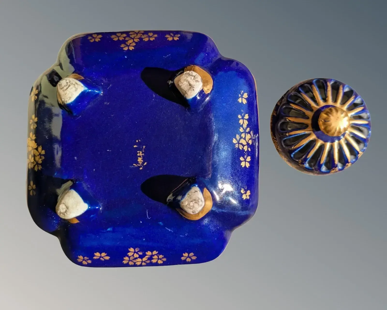 Japanese Satsuma Koro Meiji Period Kinkozan (Blue) photo vintage