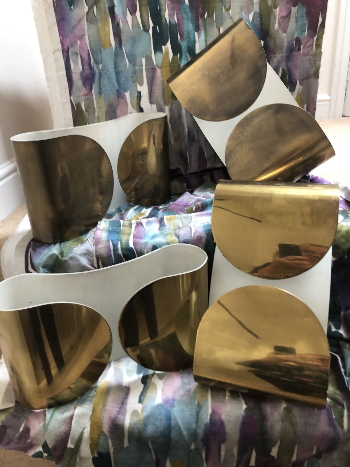 Foglio Wall Lights.  Four 1970 Vintage Brass Finished Lights With Original Fittings photo Lighting