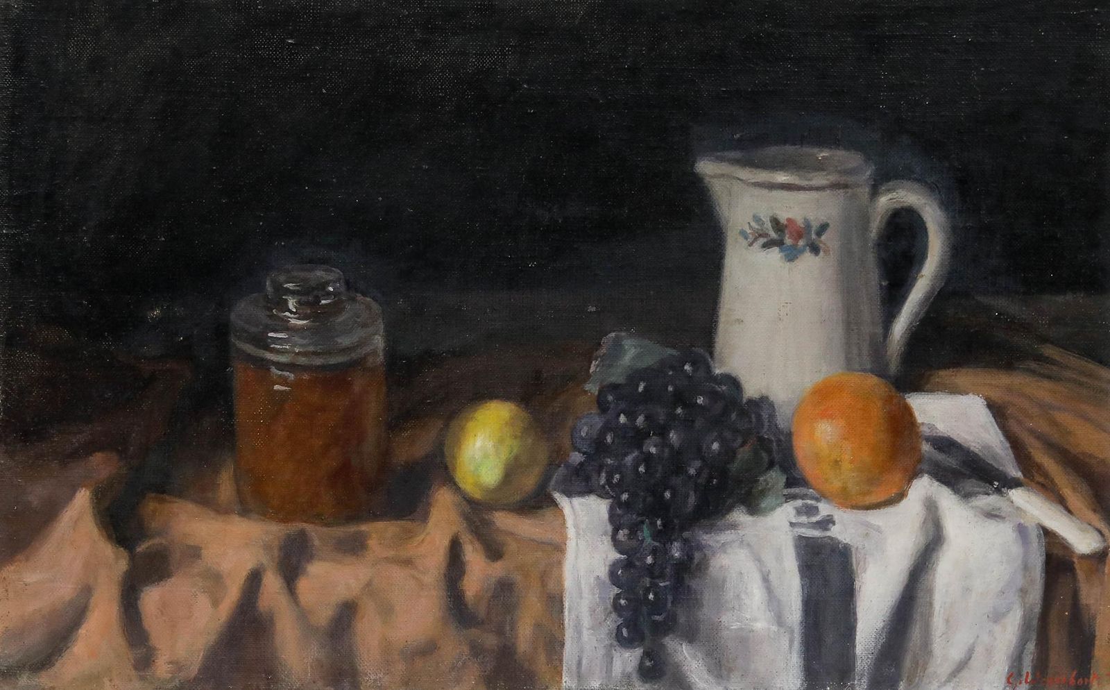 George Weissbort (1928 2013)   1970 Oil, Jars And Fruit On Cloth photo furniture