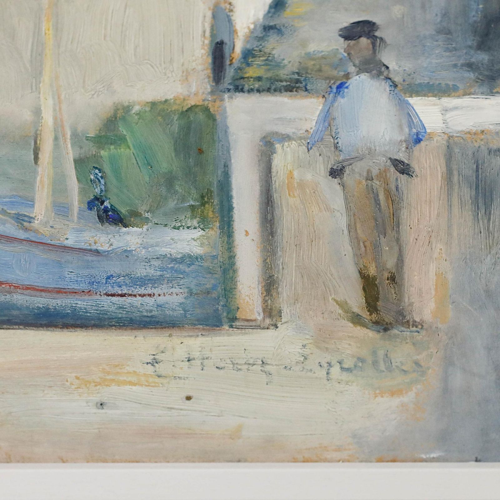 Cecile Hertz Eyrolles (1875 1974)   Mid 20th Century Oil, Fishing Village photo vintage