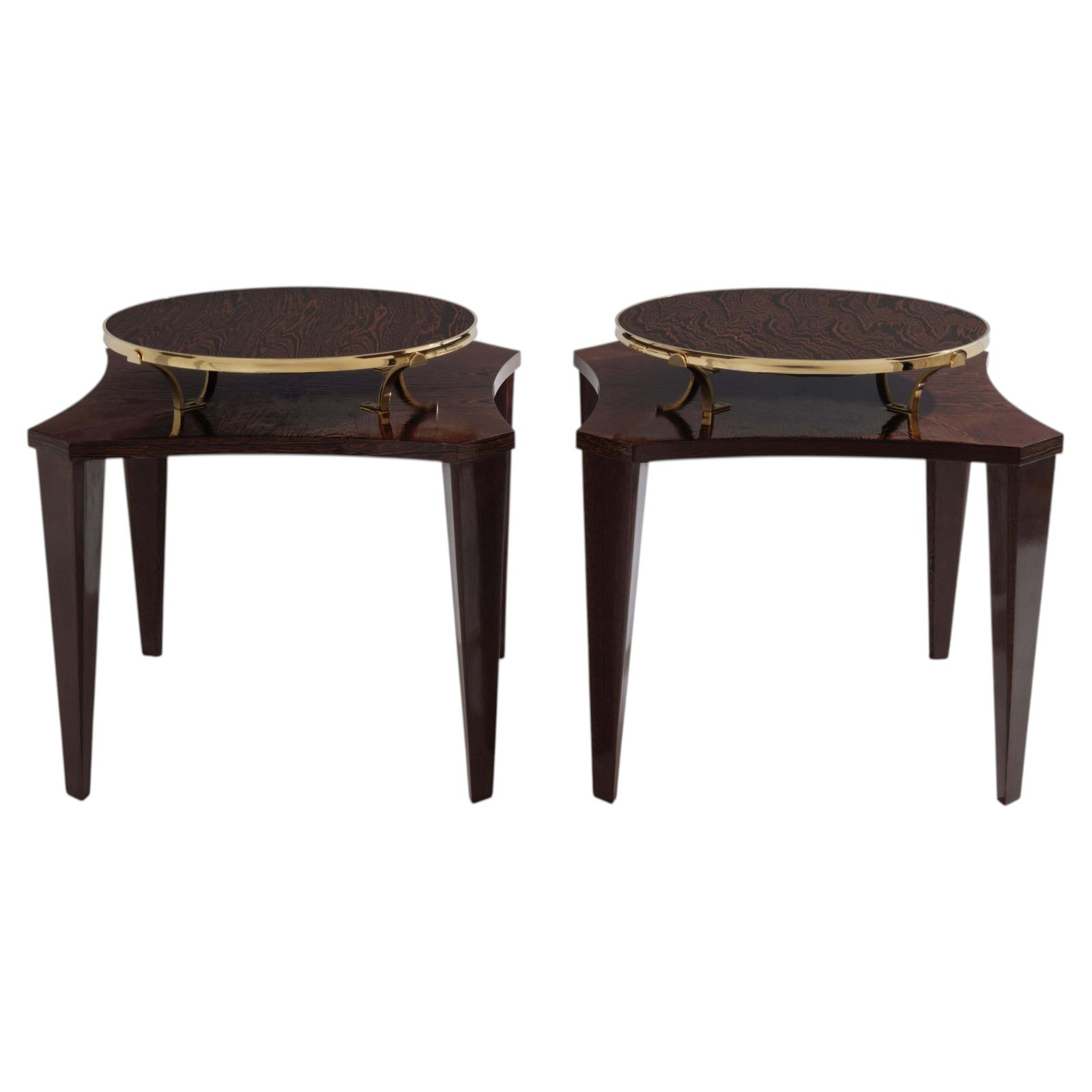 Paire de tables d'appoint en wengé et laiton Alberto Pinto, années 1990