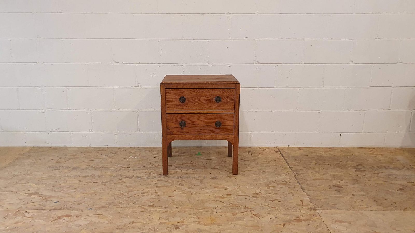 Petite 1920s Antique Golden Oak Chest Of Two Drawers