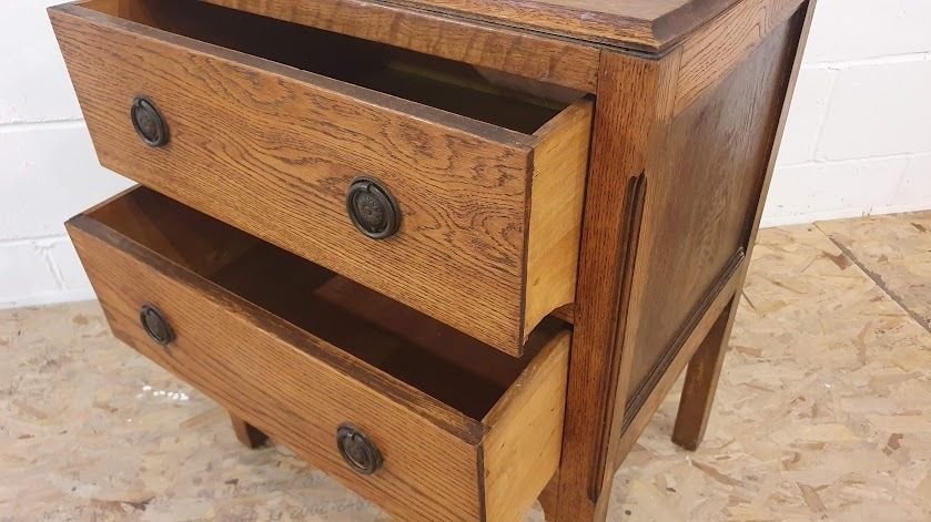 Petite 1920s Antique Golden Oak Chest Of Two Drawers photo 259.0