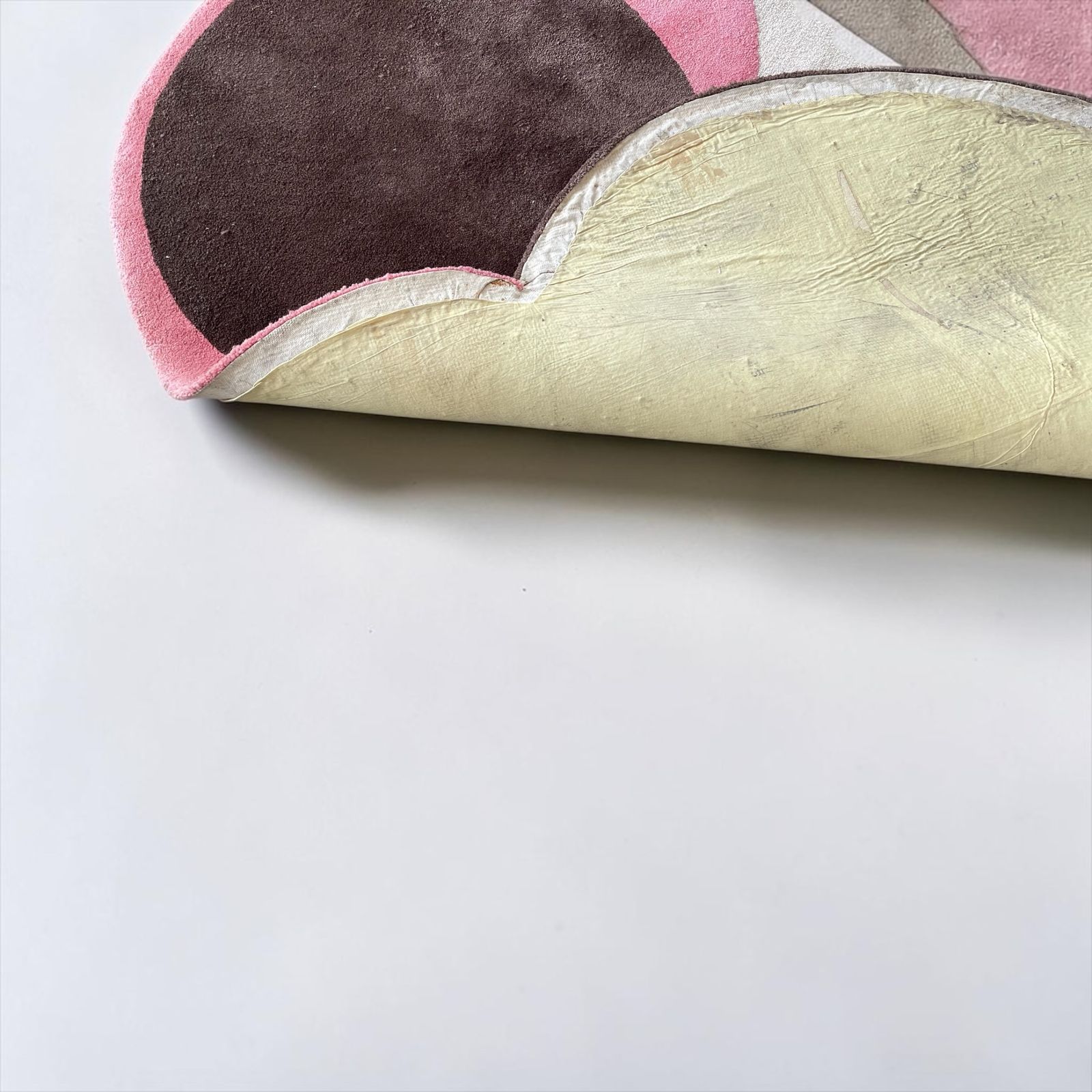 Vintage Circular Rug In Brown, Pink And Cream photo furniture