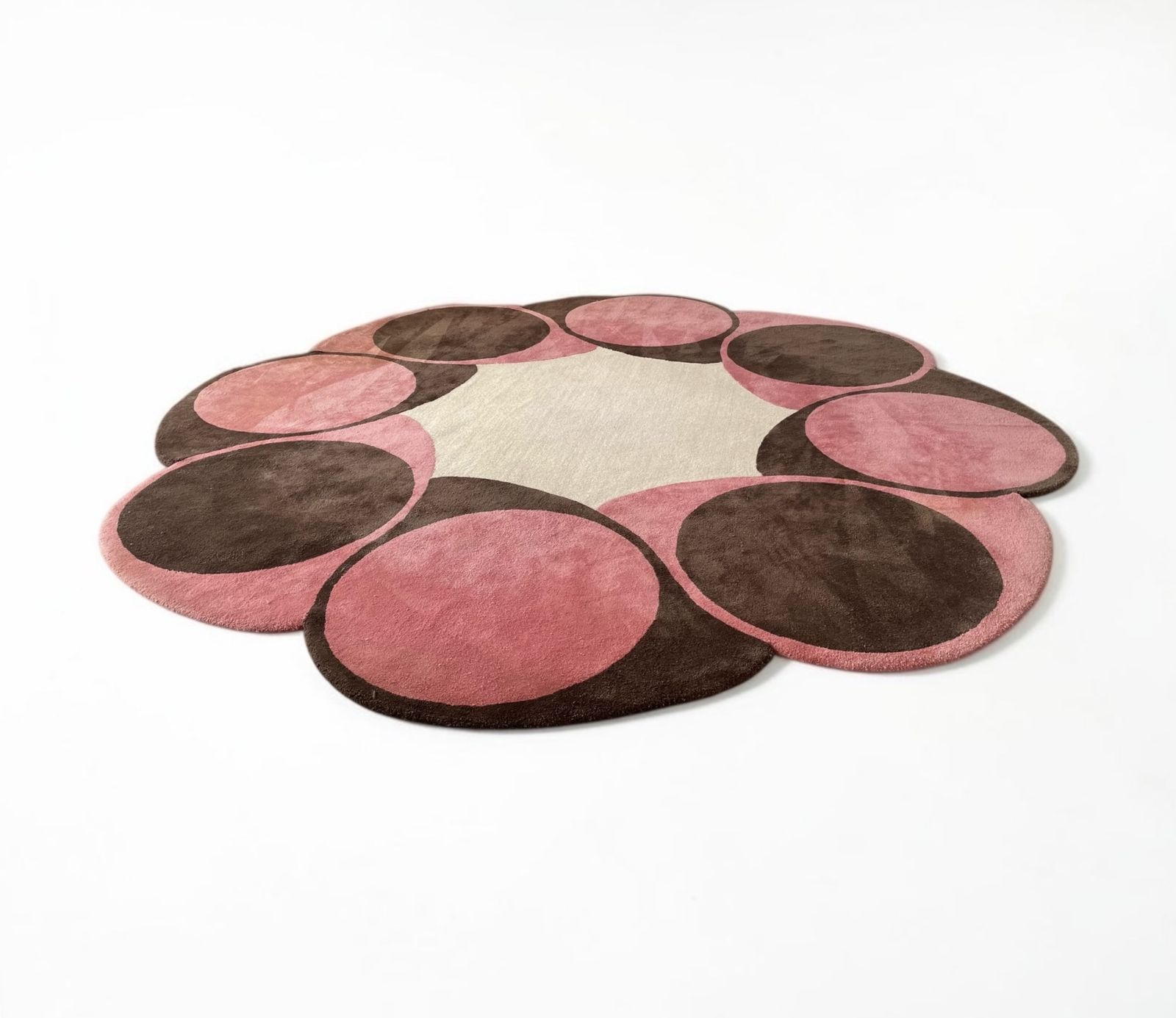 Vintage Circular Rug In Brown, Pink And Cream photo 3550.0