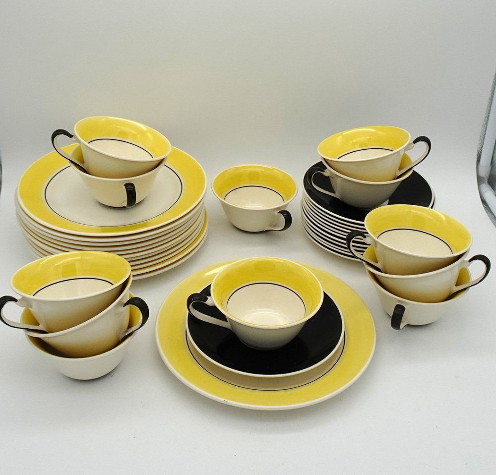 Art Deco Dutch Ineke Service Set By Edmond Bellefroid For Petrus Regout Maastricht Koninklijke Sphinx, 1933, Set Of 39 photo furniture