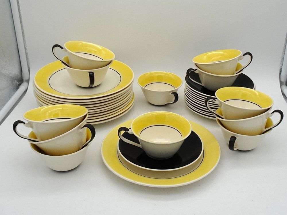 Art Deco Dutch Ineke Service Set By Edmond Bellefroid For Petrus Regout Maastricht Koninklijke Sphinx, 1933, Set Of 39 photo for sale