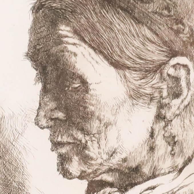 Wilhelm Leibl (1844 1900)   Framed 1874 Etching, Elderly Man And Woman photo 275.0