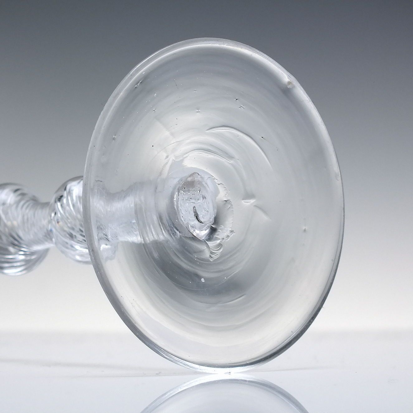Tall 18th Century Engraved Double Knop Air Twist Ale Glass C1750   Over 8 Inches photo vintage