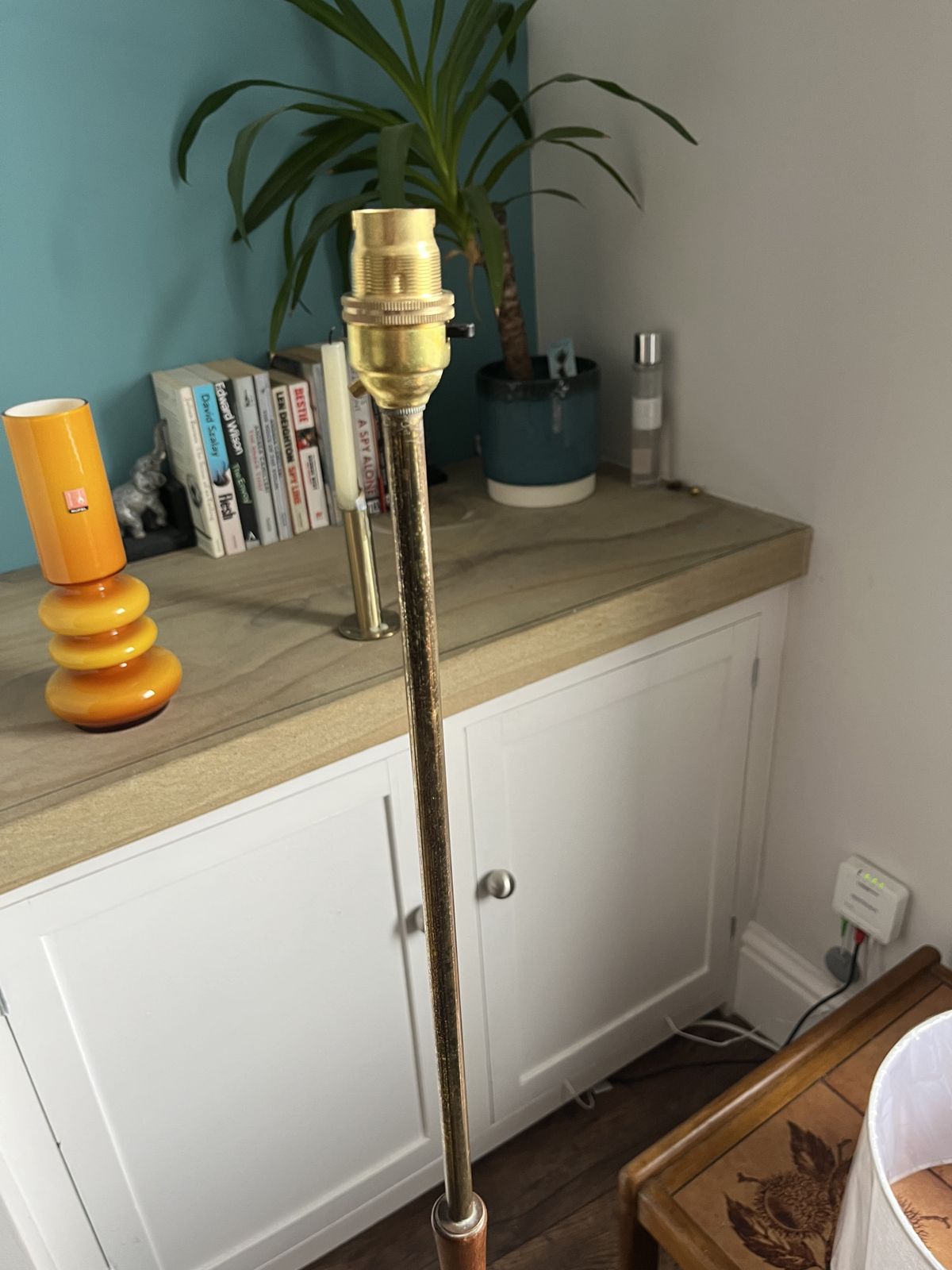 Vintage Teak And Brass Mid Century Floor Lamp, Newly Rewired photo 195.0