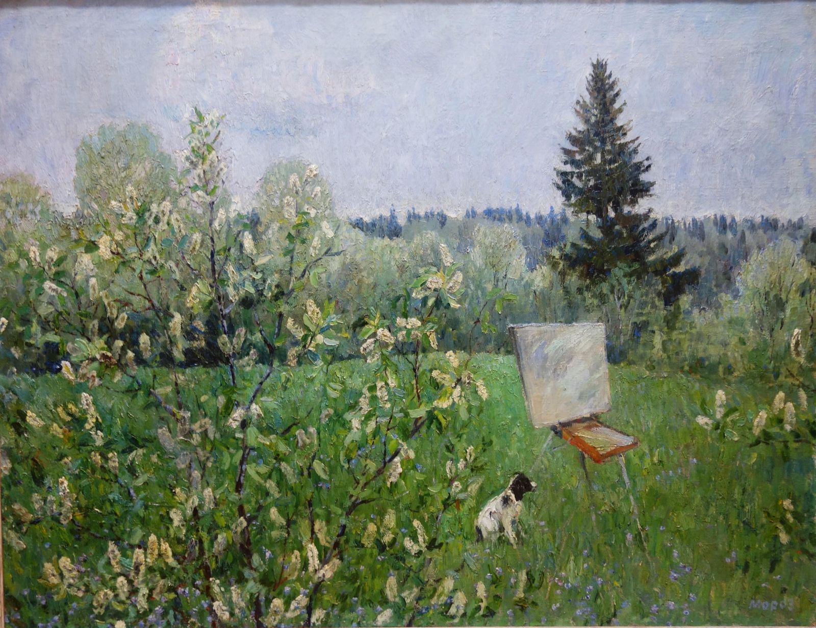 Georgij Moroz "Landscape With Dog " Dog, Spring, Oil. photo furniture