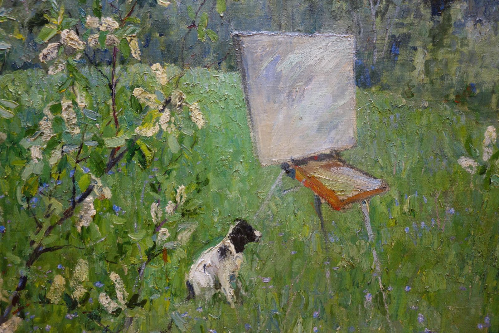 Georgij Moroz "Landscape With Dog " Dog, Spring, Oil. photo for sale