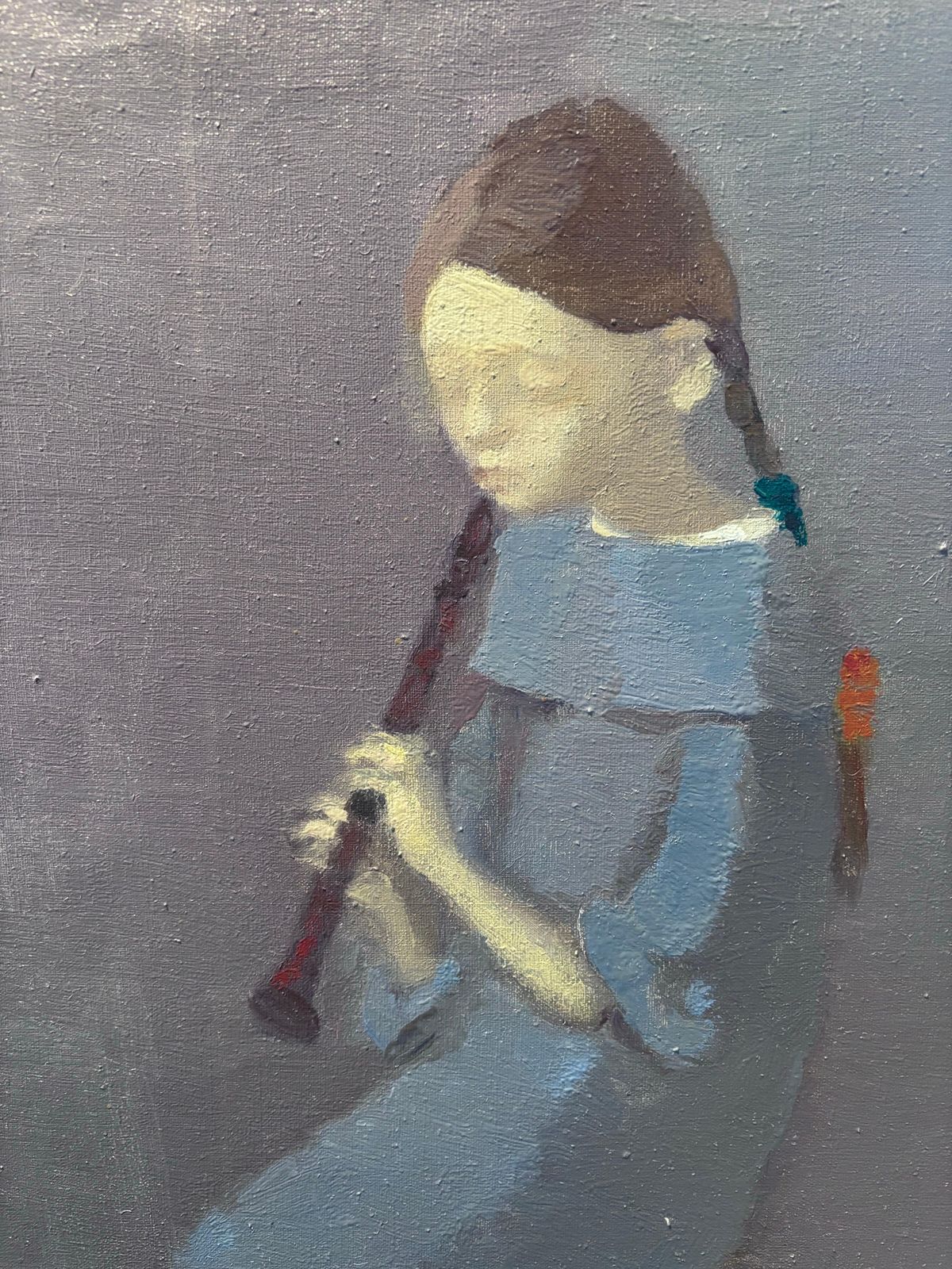Igor Smekalov Portrait With Flute   21st Century, Contemporary, Oil, Portrait Painting, Blue. photo Art