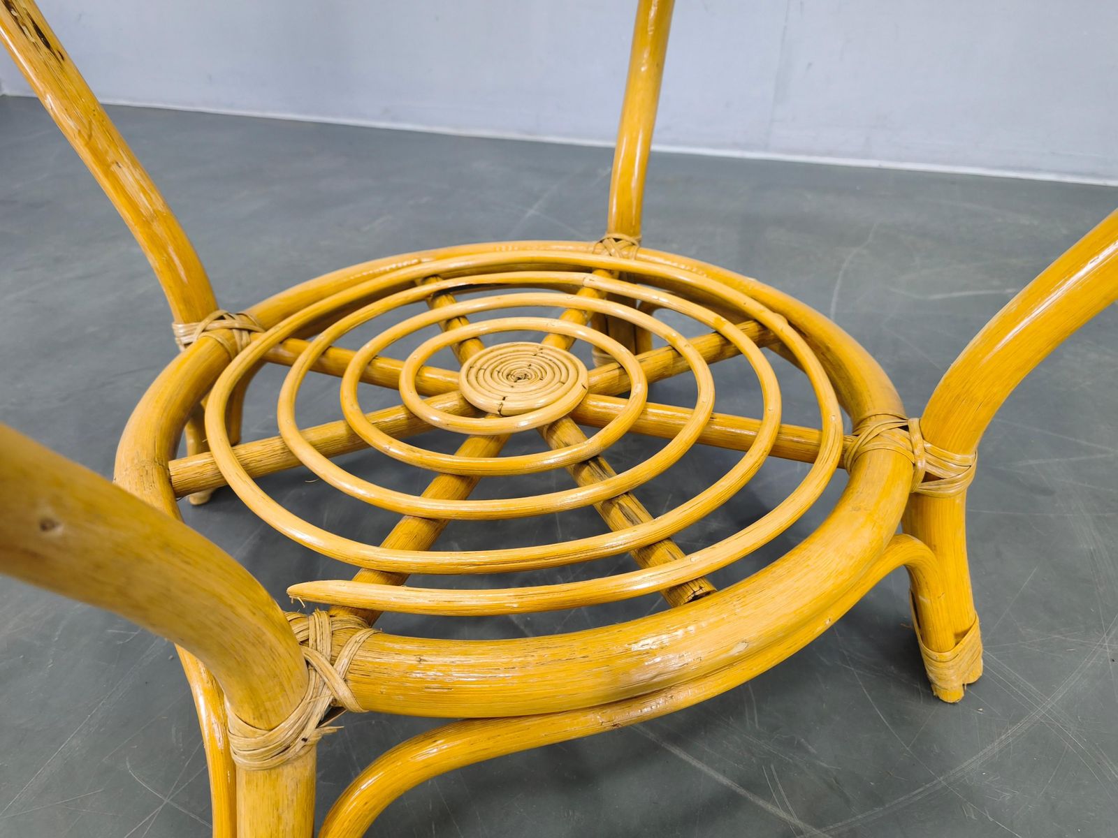 Italian Mid Century Rattan Coffee Table With Glass Top, 1960s photo buy