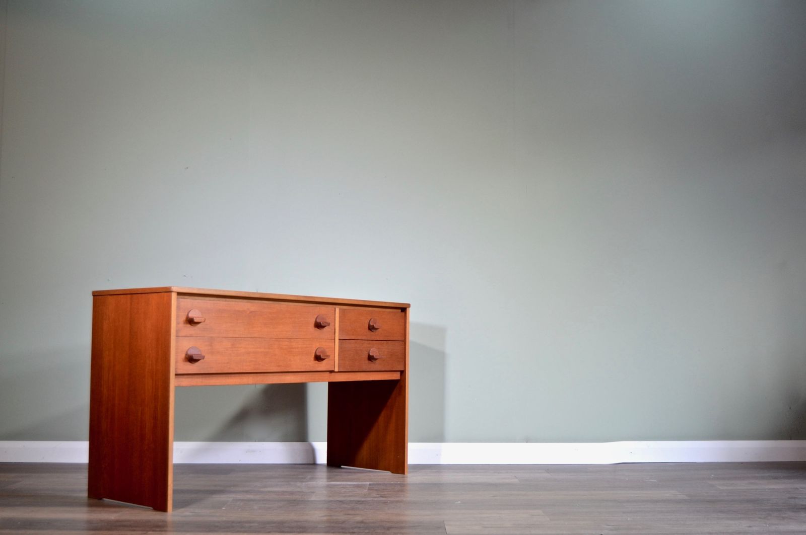Vintage Midcentury 'Stag' Teak Console Table / Dressing Table /Drawers/ Sideboard. Delivery. Modern / Retro / Danish Style. photo vinterior