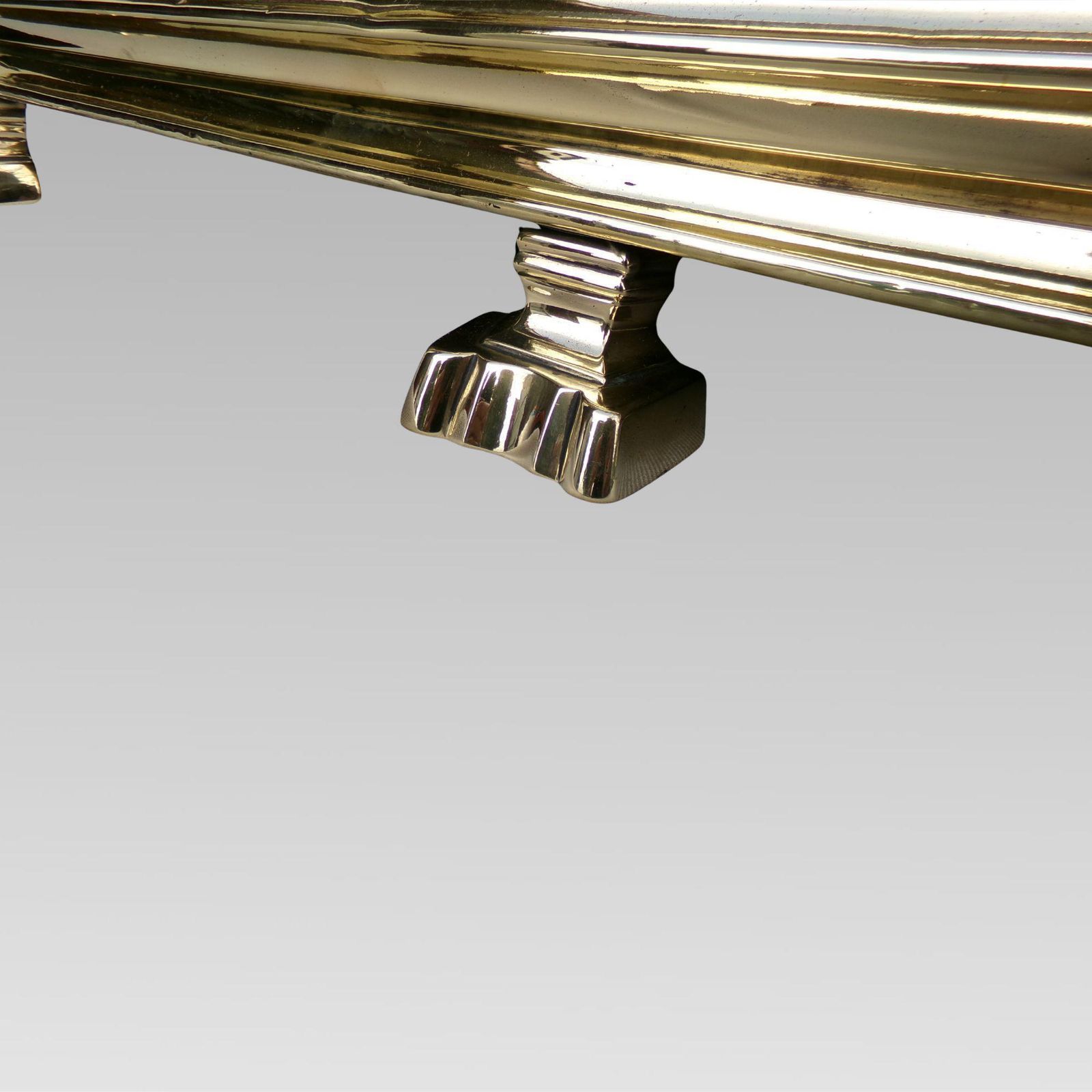 Antique 19th Century Polished Brass & Pierced Fireplace Fender, Club Lions Fire. photo for sale
