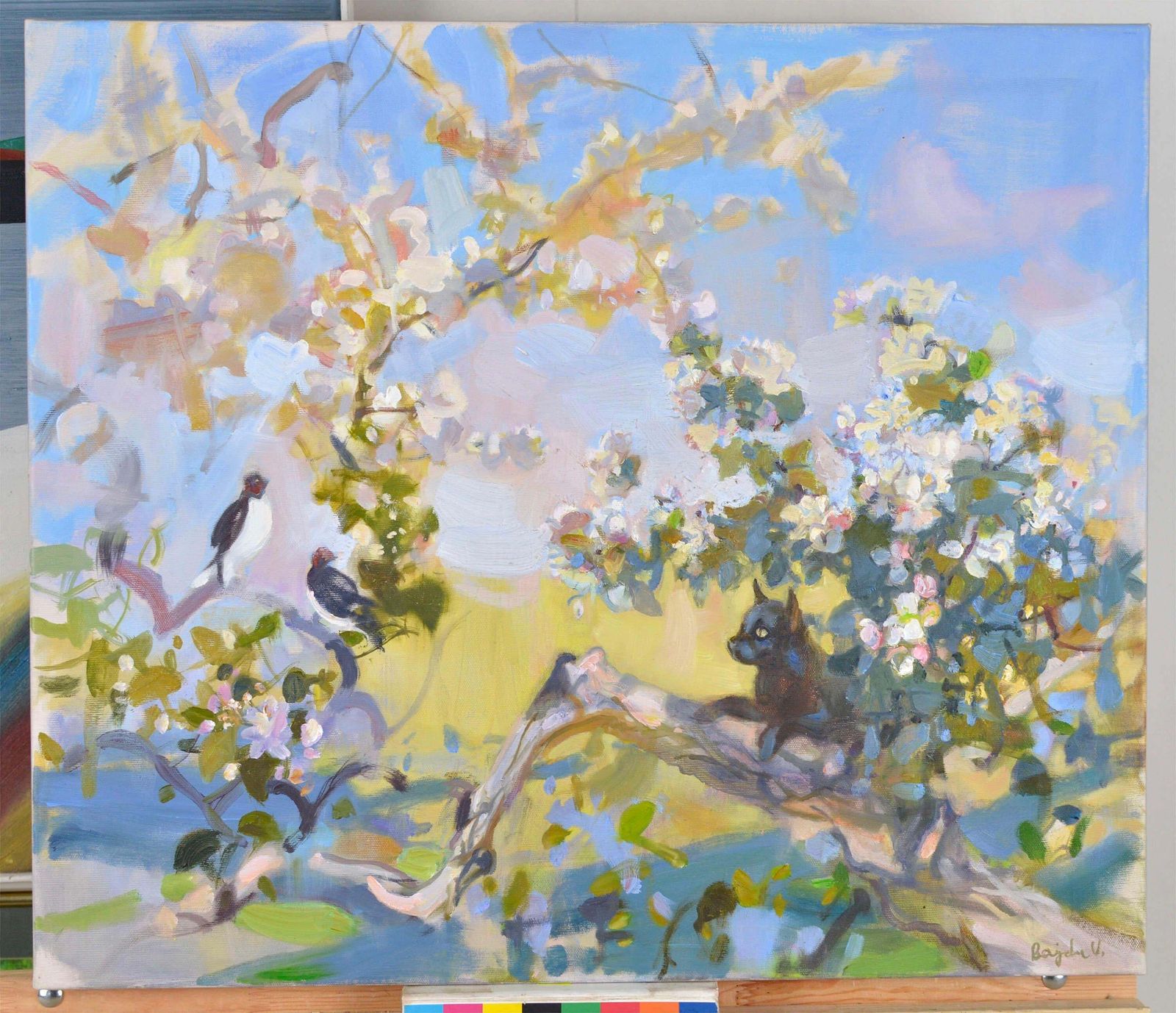 In The Apple Tree Painting By Valery Bayda Oil On Canvas photo furniture