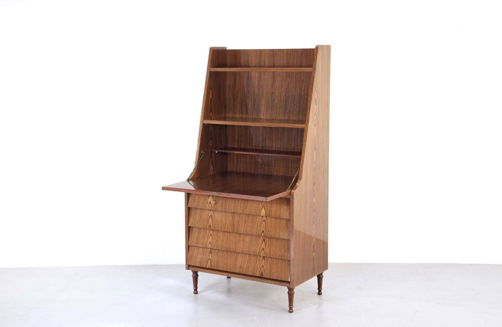 Midcentury Italian Bureau / Shelving Unit / Bookcase / Cupboard In Teak. Vintage Modern / Danish / Scandinavian Style.