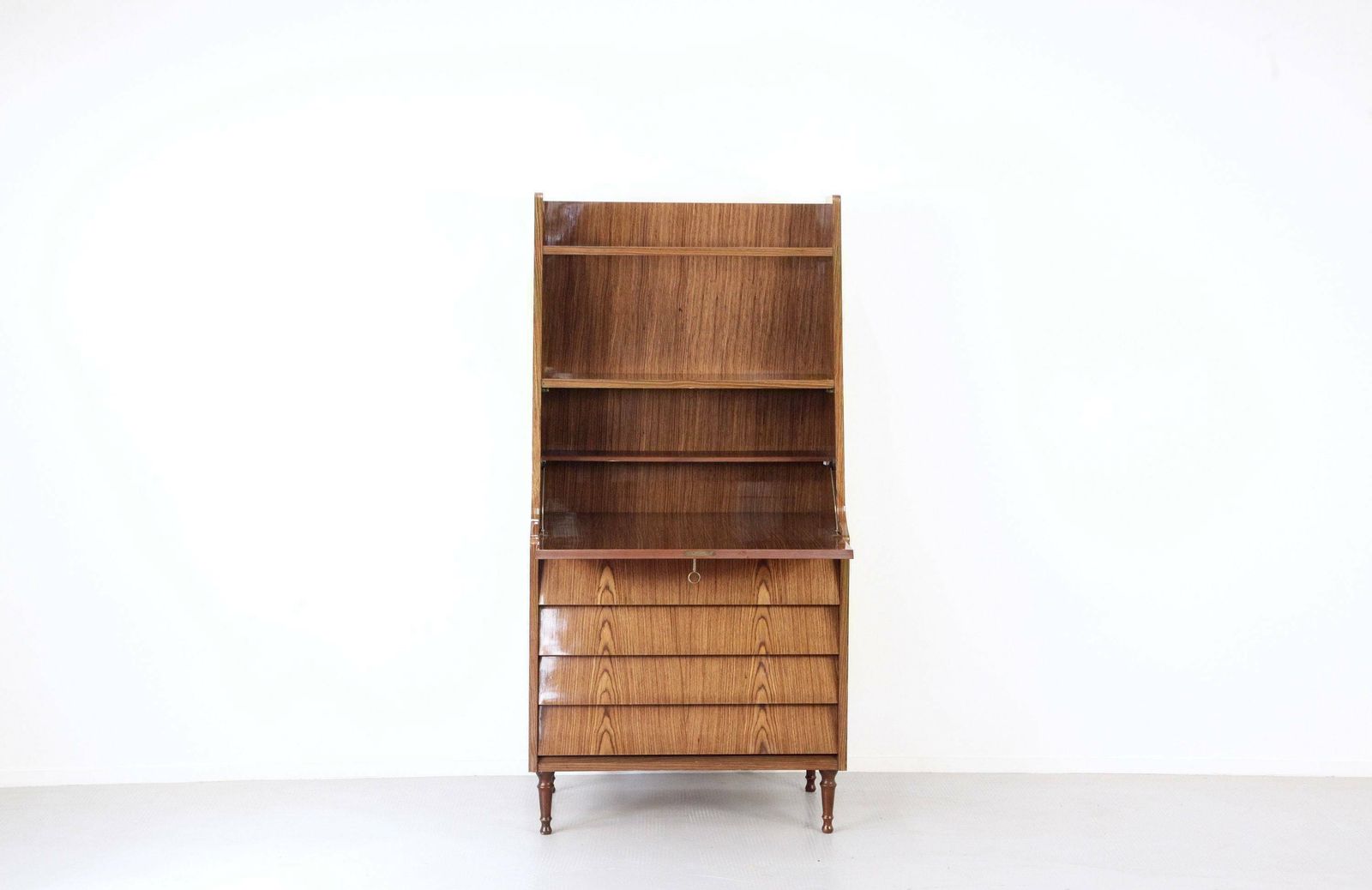 Midcentury Italian Bureau / Shelving Unit / Bookcase / Cupboard In Teak. Vintage Modern / Danish / Scandinavian Style. photo Furniture