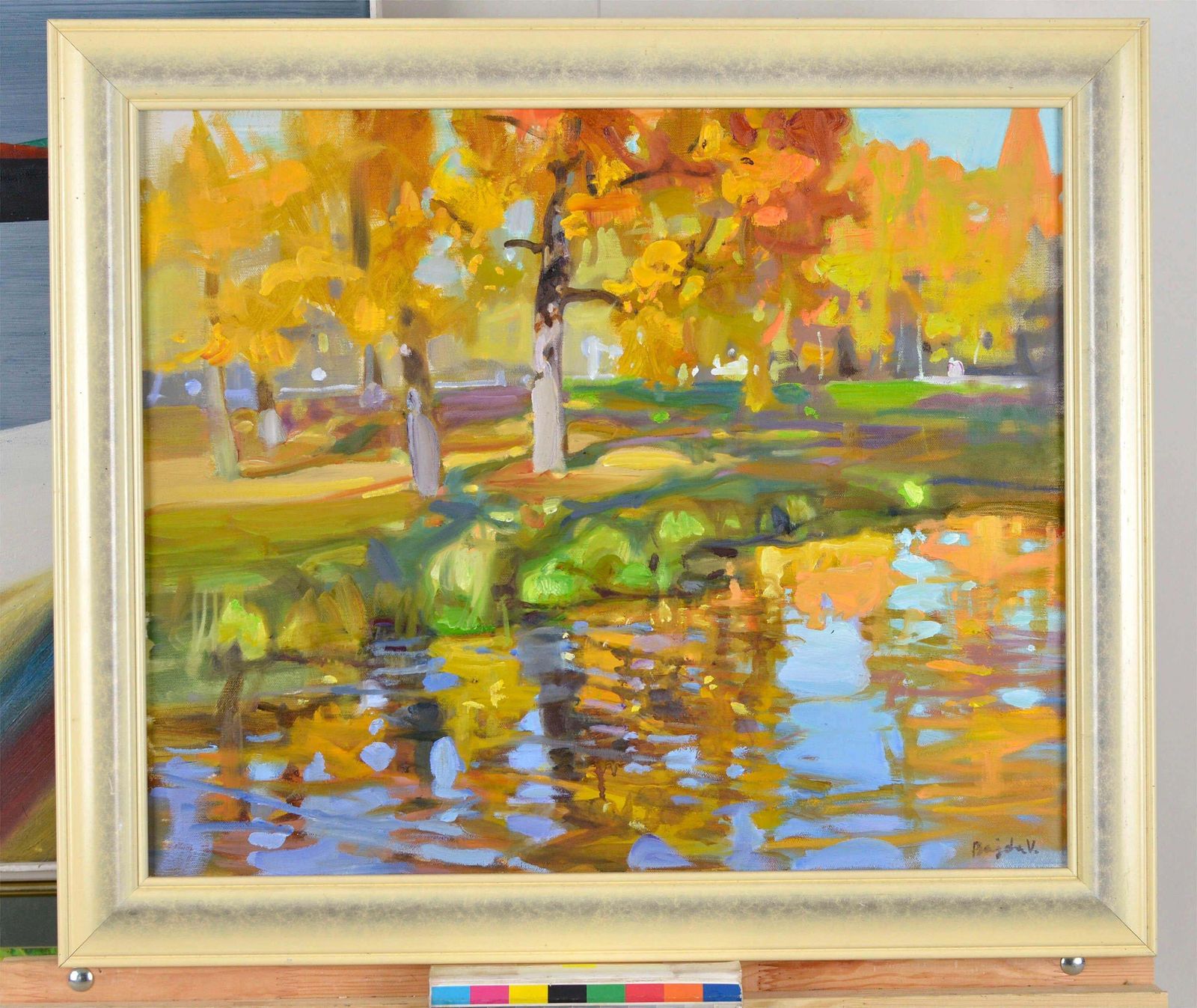 Autumn In Cesvaine Painting By Valery Bayda Oil On Canvas photo for sale