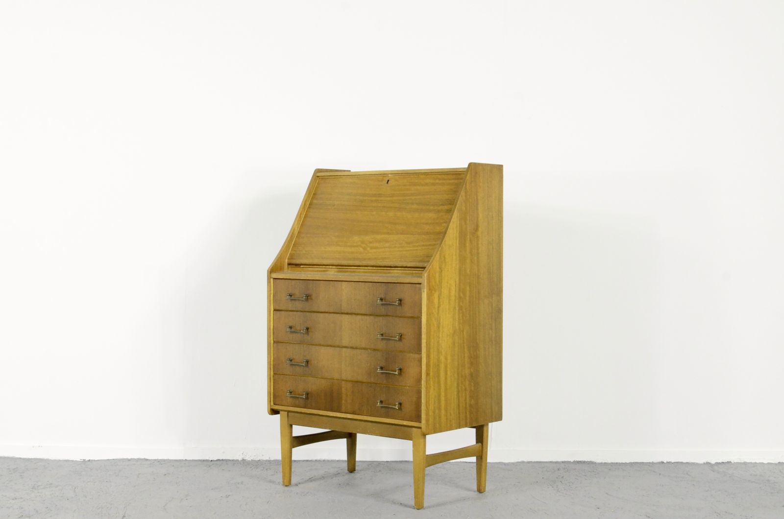 Midcentury Bureau Desk Cabinet In Teak Vintage Modern Danish Style photo buy