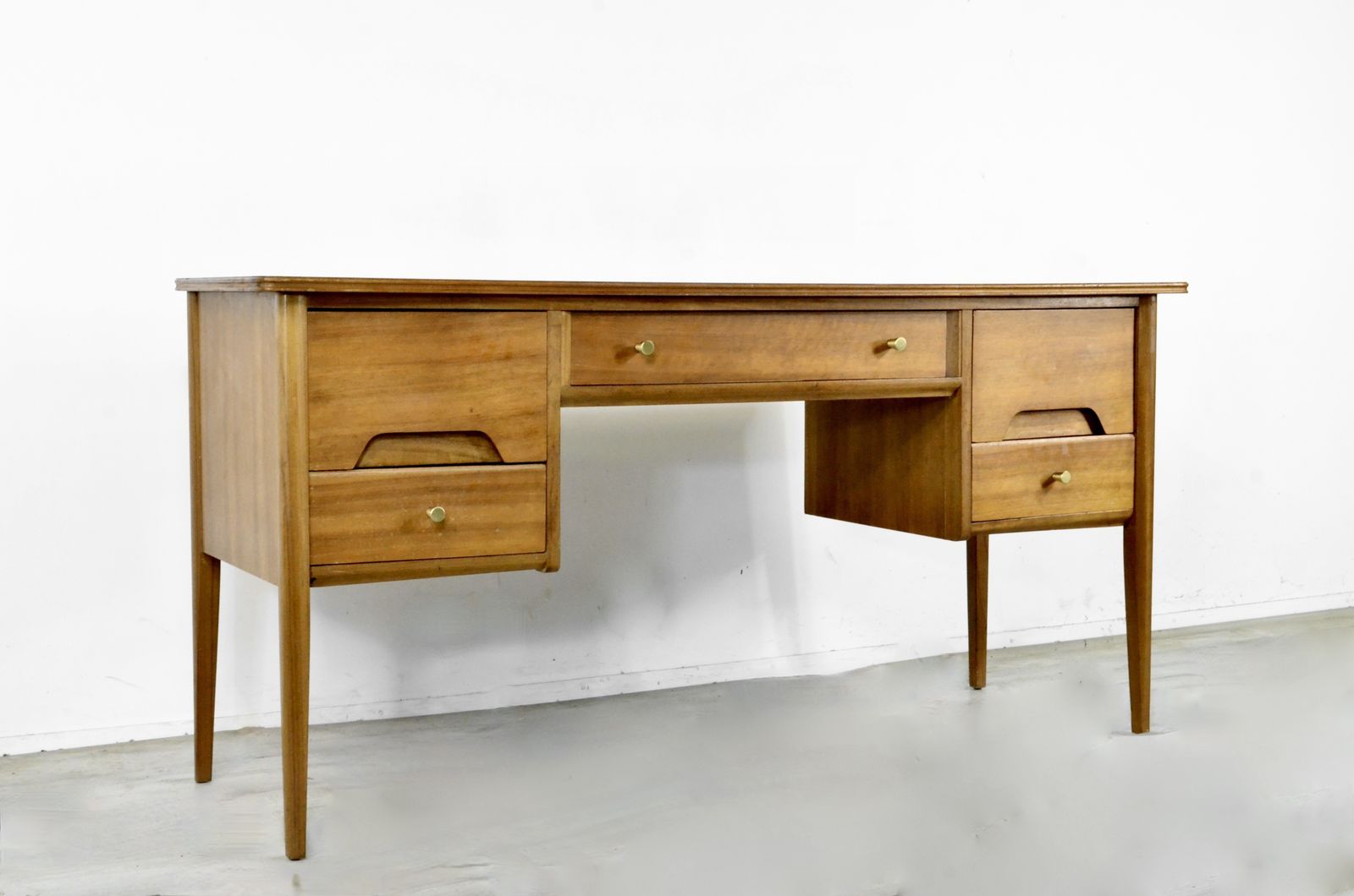 Midcentury A. Younger Walnut Desk. Unique Vintage Modern photo furniture