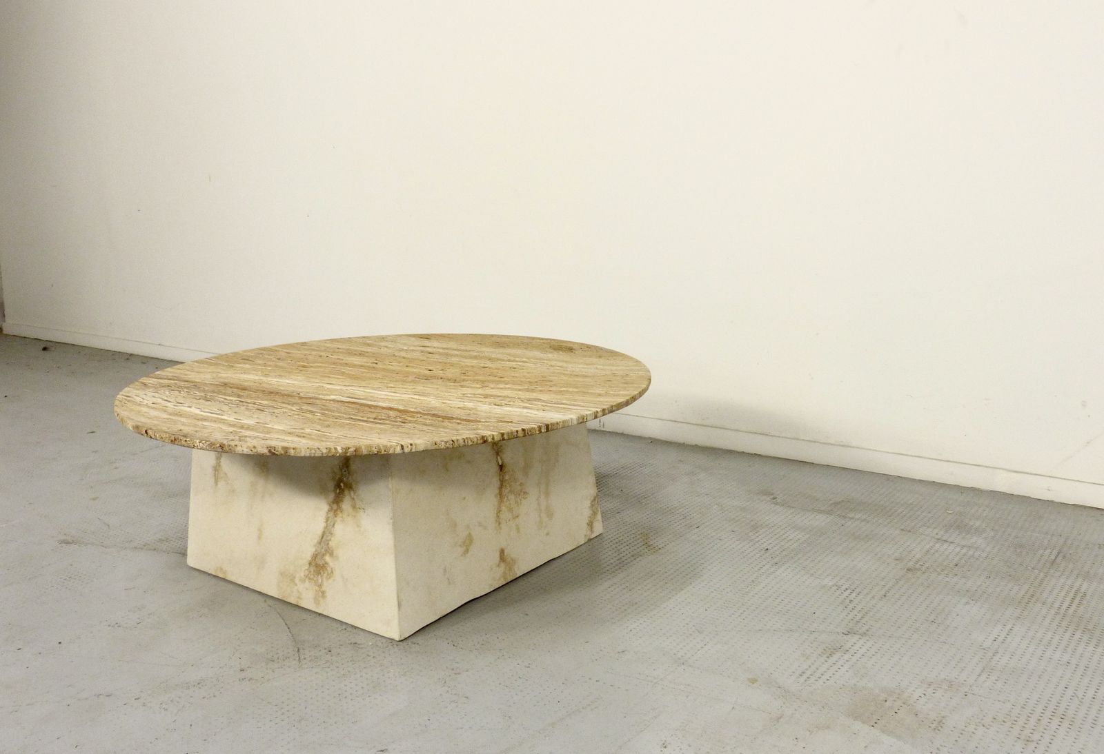 1970s Italian Travertine Minimalist Geometric Coffee Table. Modern / Midcentury / Retro. photo vintage