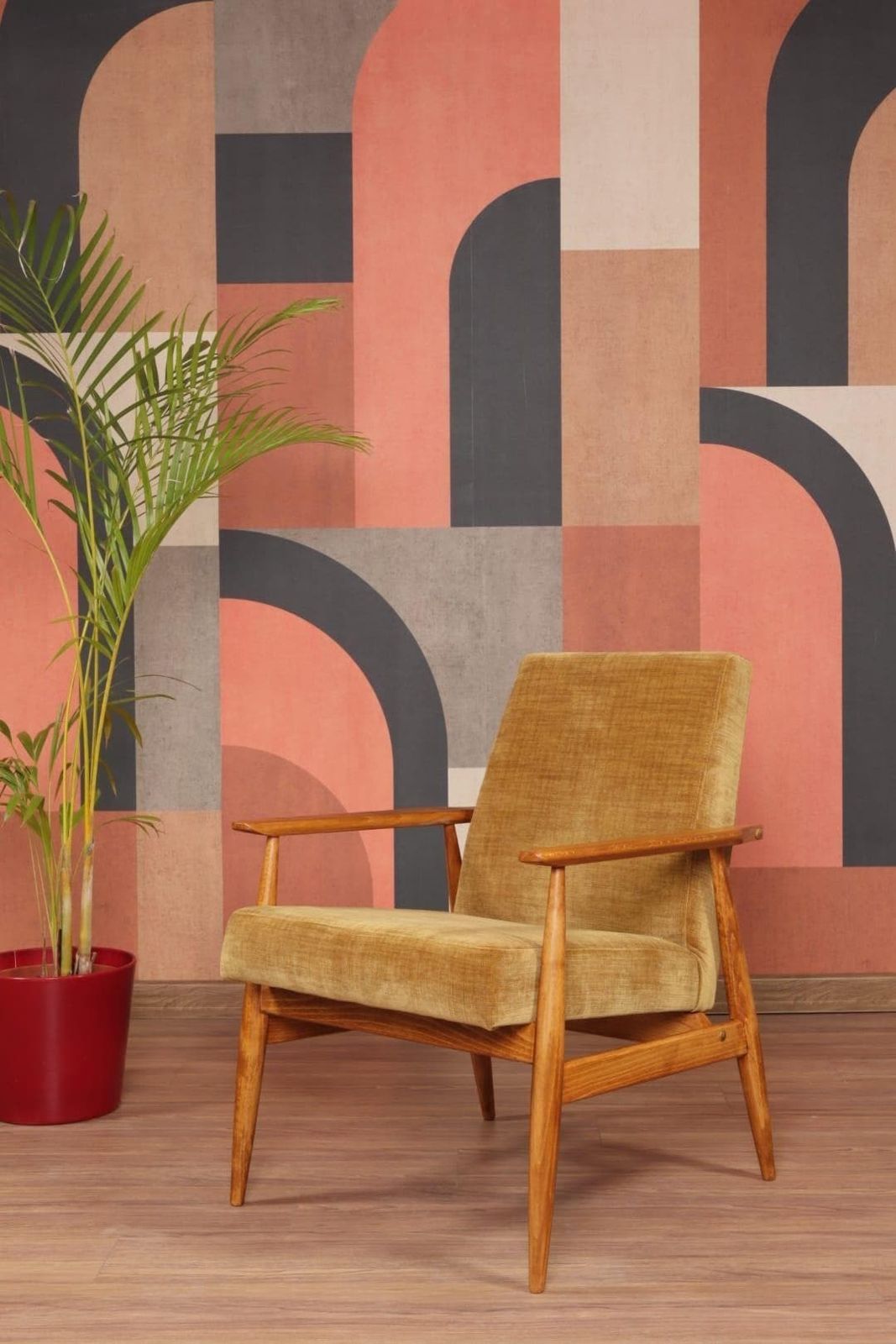 Lounge Chair Amber Upholstery Vintage Design, 1960