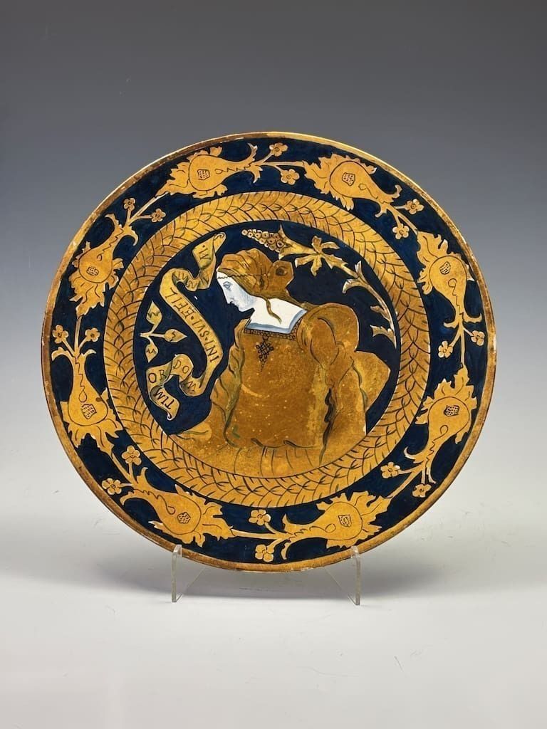 Antique Maiolica Portrait Charger 1886 – Renaissance Revival Ceramic Plate
