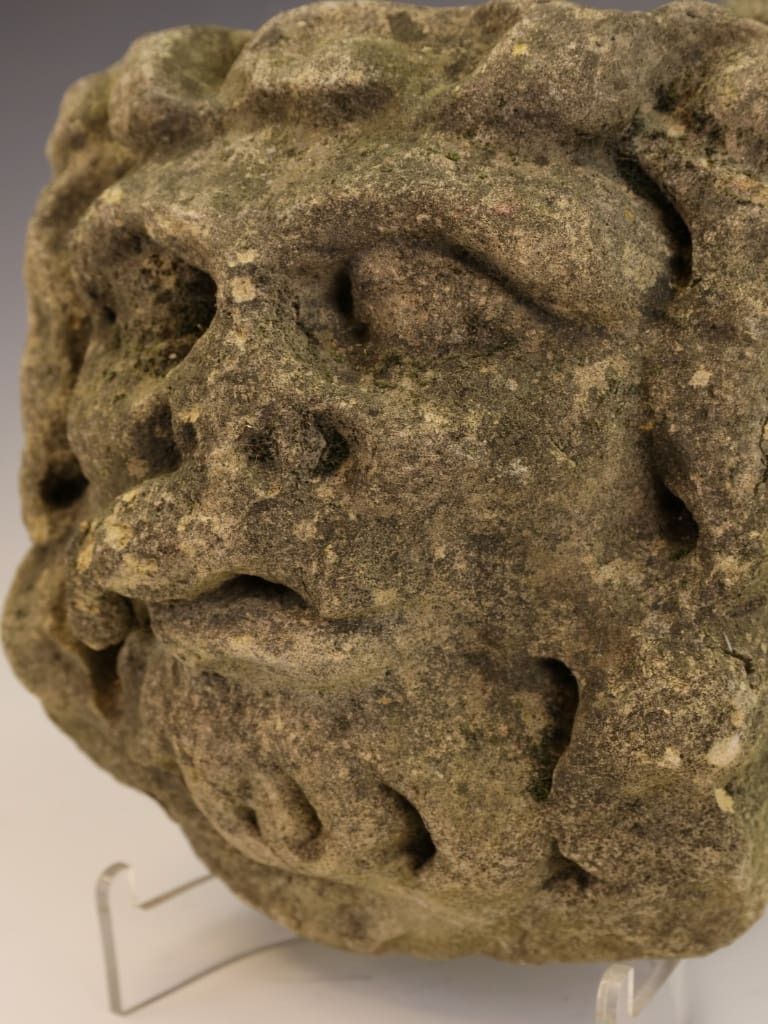 Rare 17th Century English Carved Stone Corbel Head photo buy