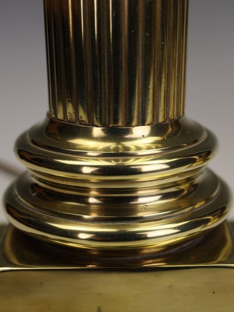 A Magnificent Pair Of 19th Century Brass Corinthian Column Table Lamps photo vintage