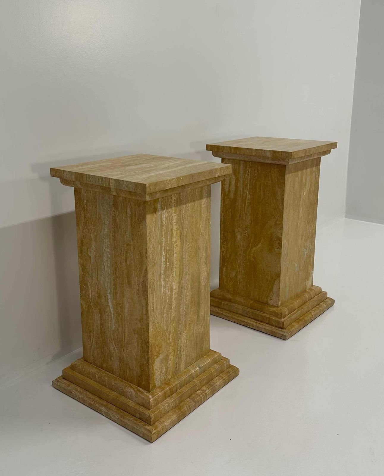 Pair Of Art Deco Travertine Columns, Italy, Elegant Design, 1940s. photo Home Decor
