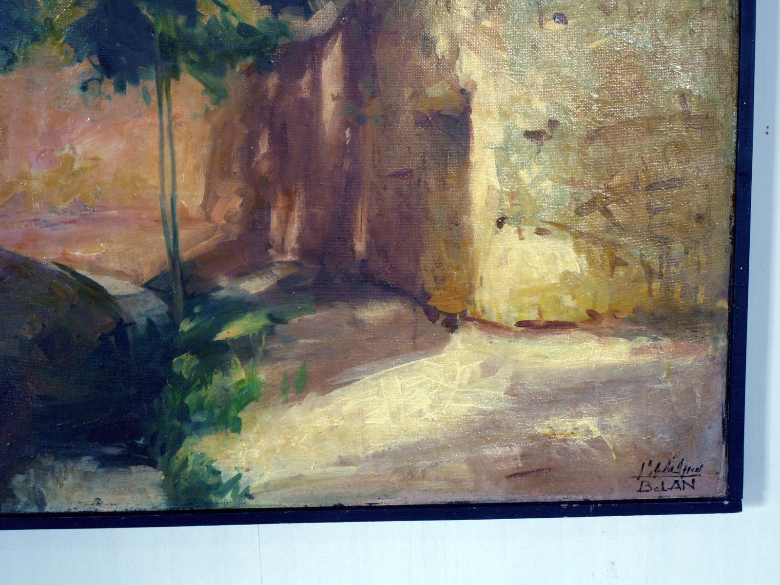 Large Atmospheric French Village Landscape, Attributed To étienne Bellan. photo vinterior