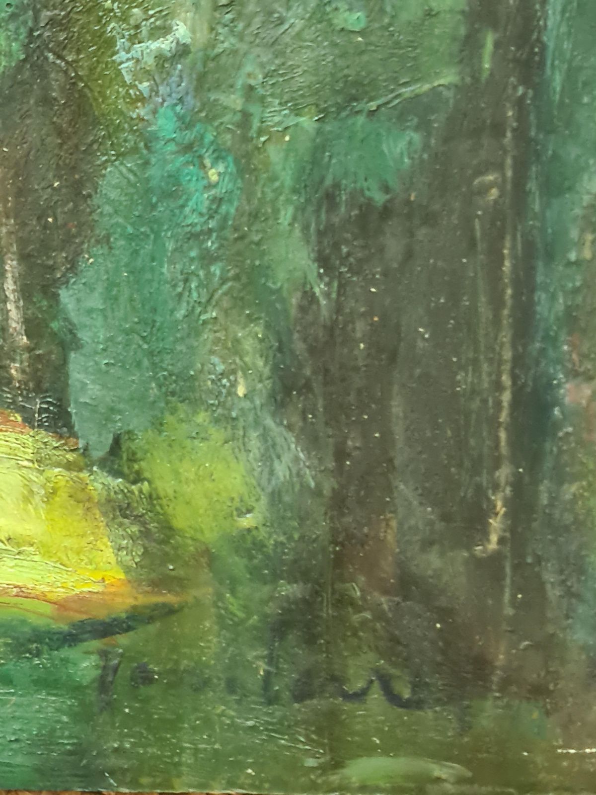 Jean Perret Sunny Wooded Glade, Mid Century Oil On Board Landscape, 54x64 Cm. photo furniture