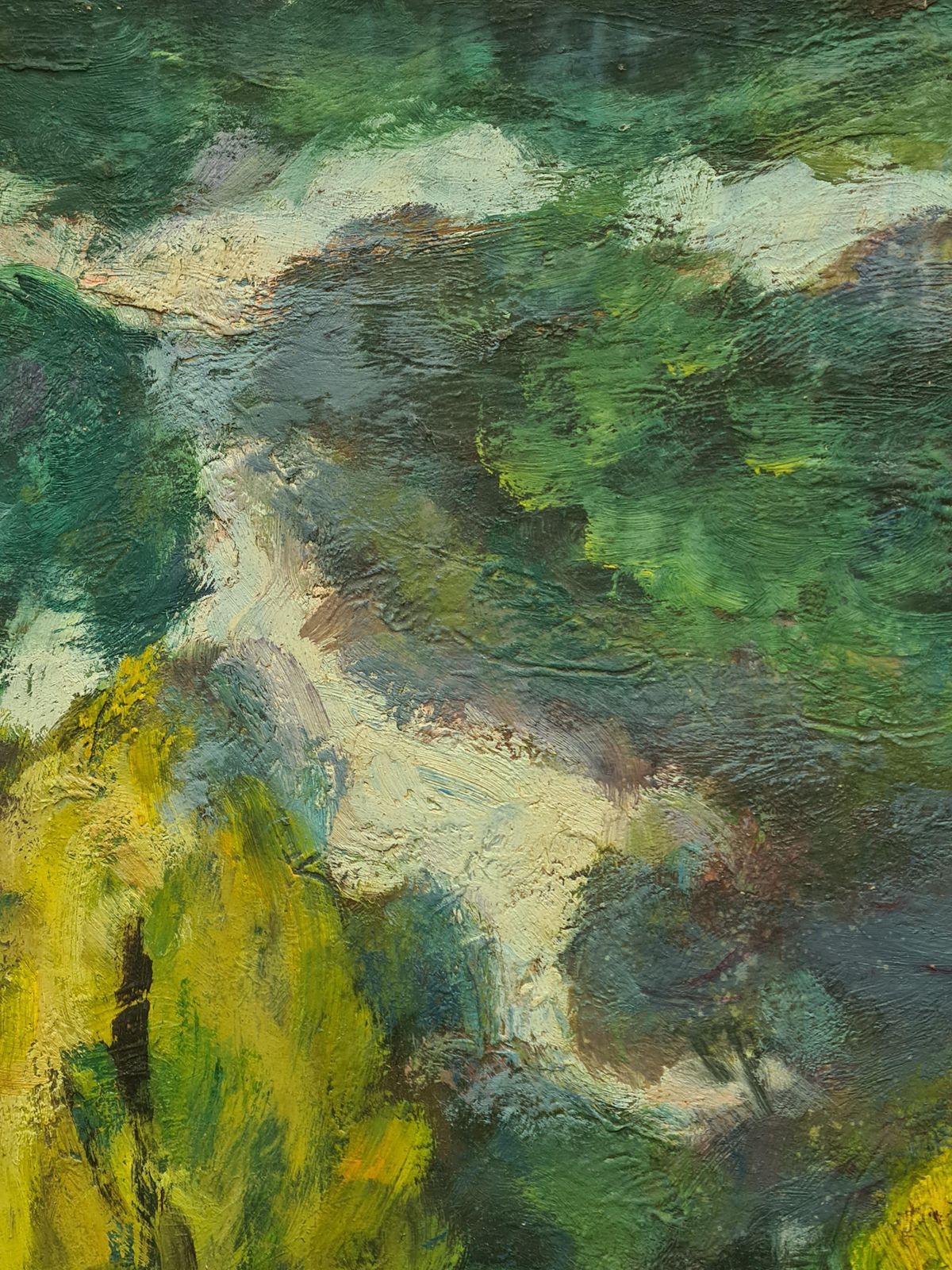 Jean Perret Sunny Wooded Glade, Mid Century Oil On Board Landscape, 54x64 Cm. photo vinterior