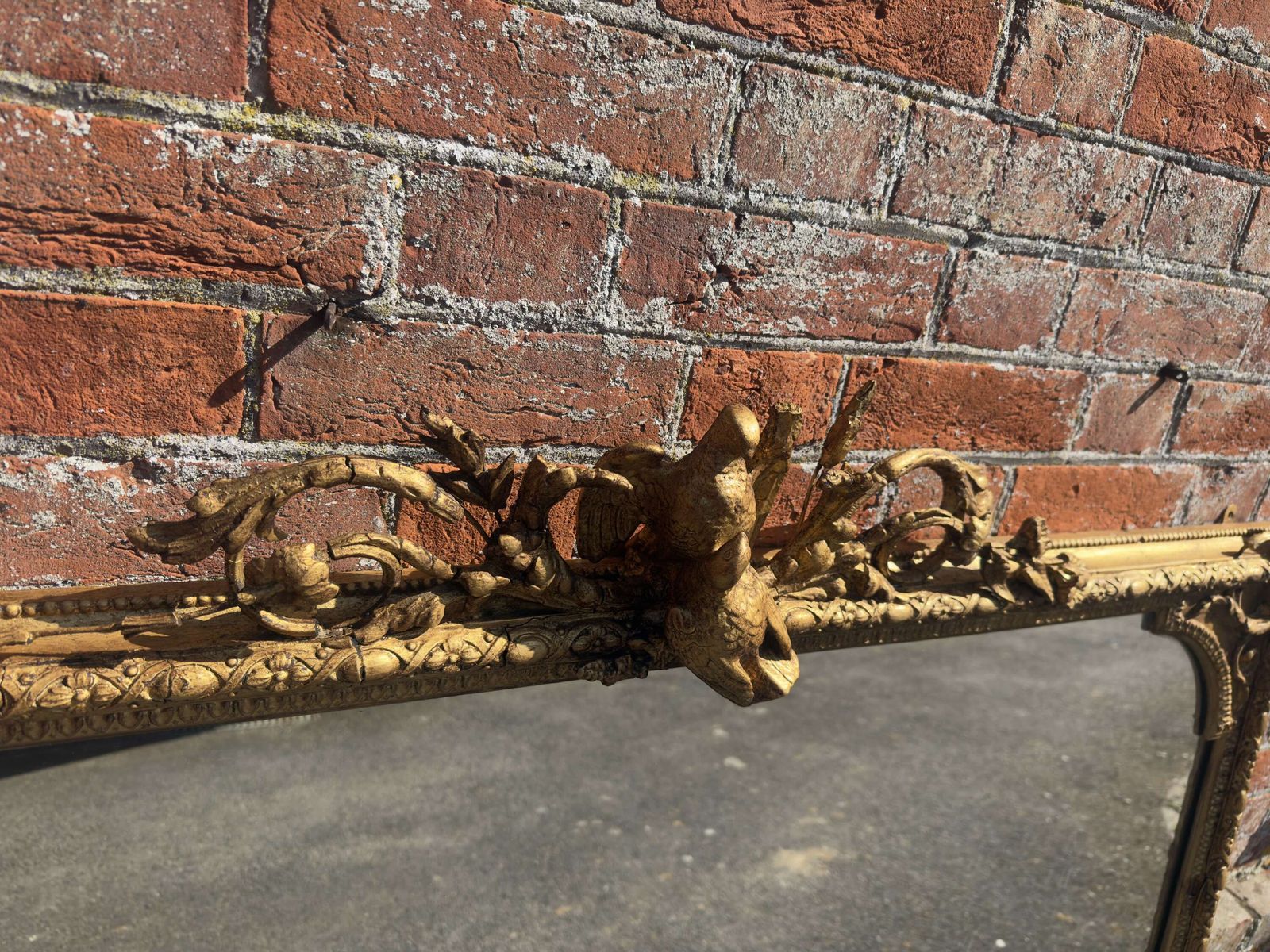 A Highly Impressive Large Antique English 19th Century Gilt Overmantle Mirror. photo for sale
