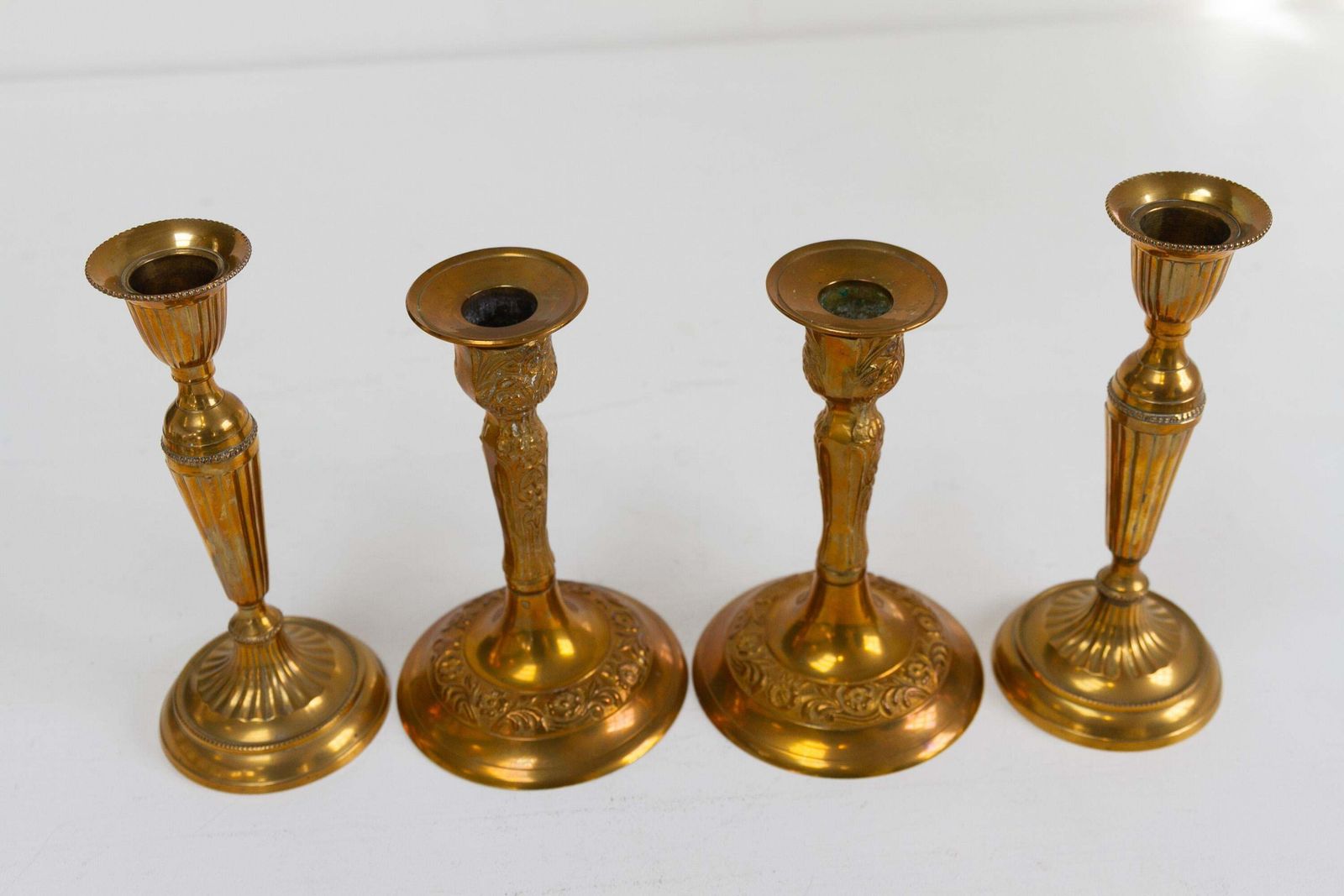 Vintage Danish Brass Candlesticks. Set Of 4. photo furniture