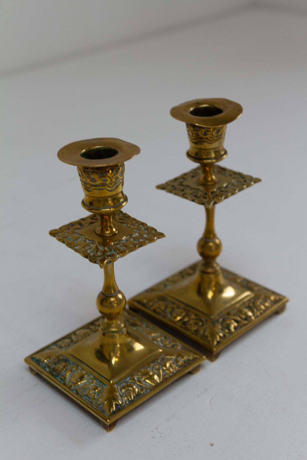 Antique English Brass Candlesticks. Set Of 2. photo 133.0