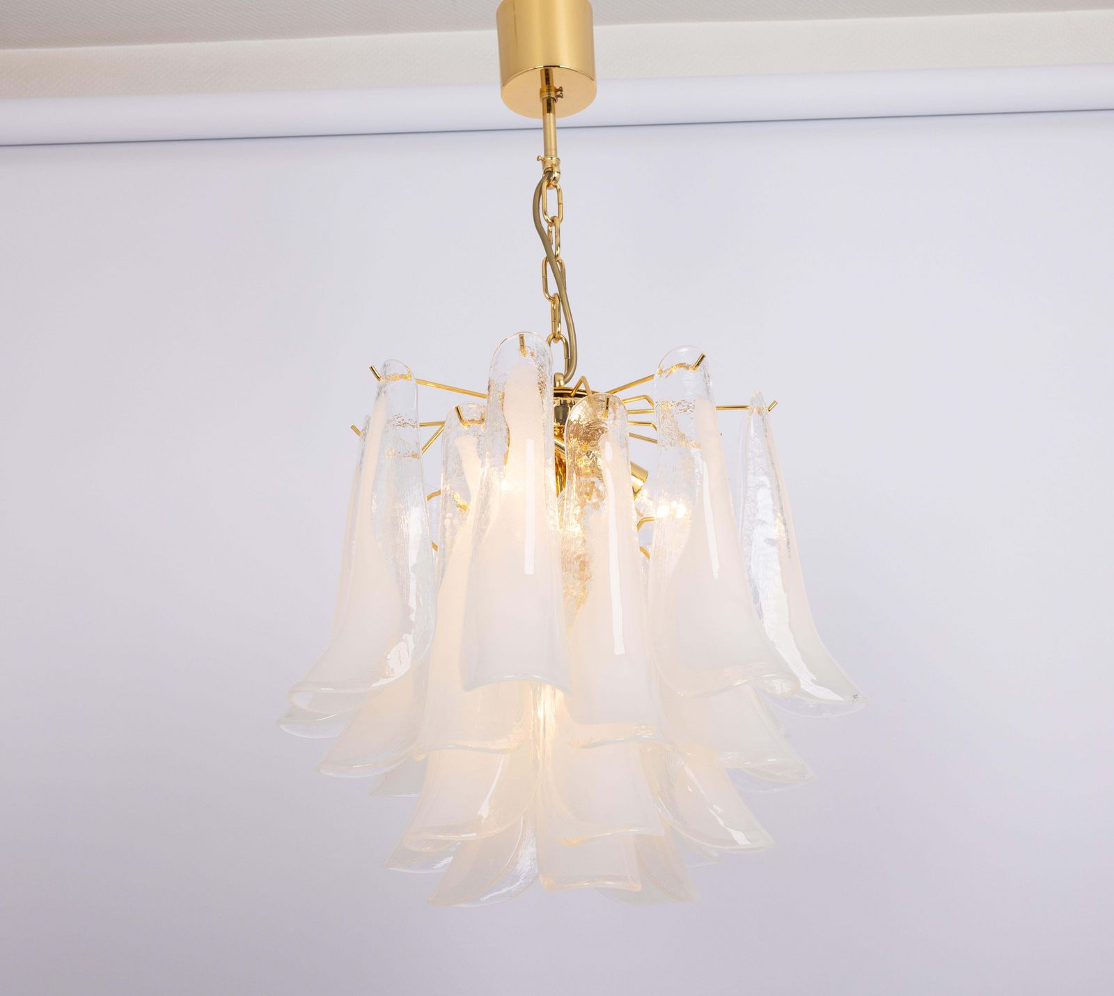 Stunning Large Murano Glass Petals Chandelier Italy, 1980s photo vintage
