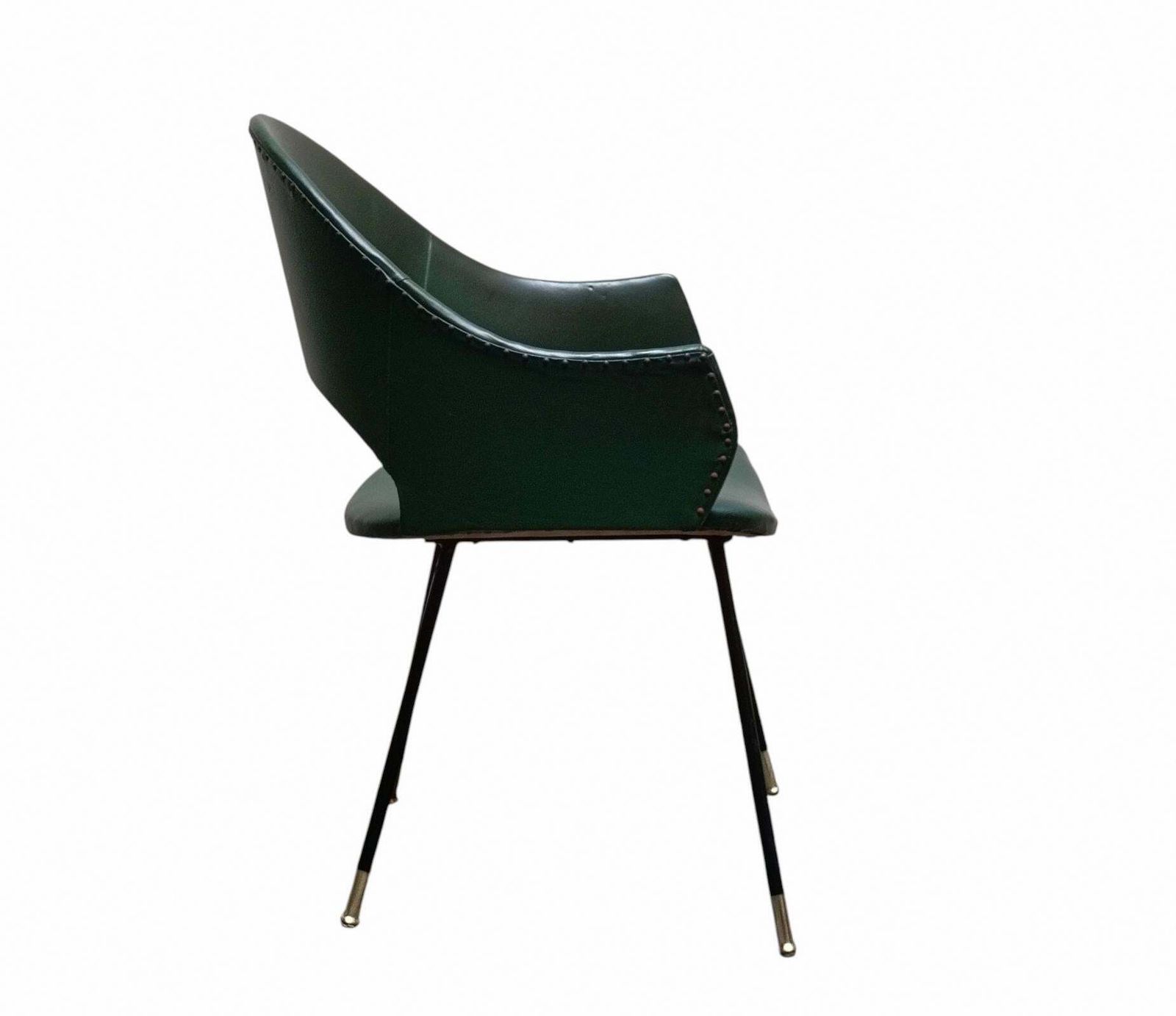 photo furniture Set Of 4 Round Back Chairs Upholstered In Green Skay, Italy 1970s