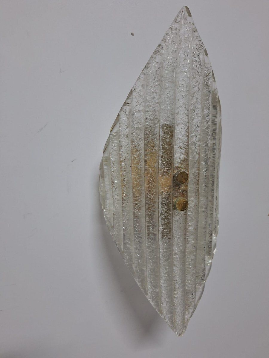 photo for sale Murano Glass Wall Lamps In Glass And Brass, Italy, 1970s, Set Of 3