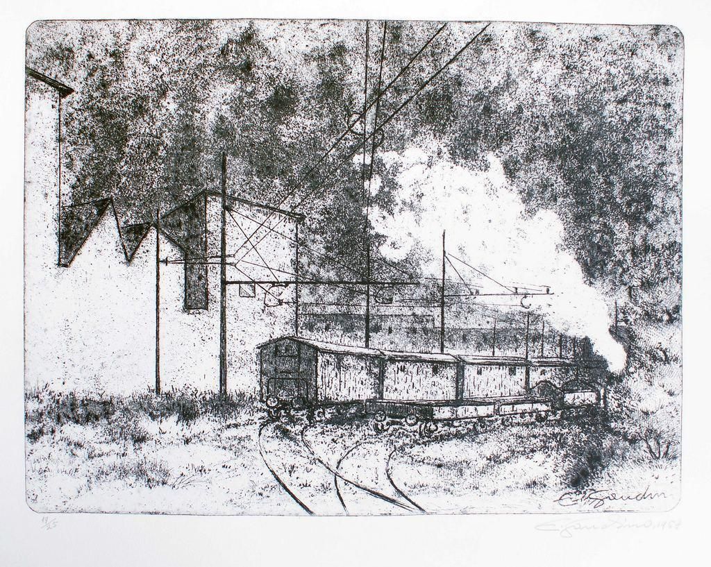 Enrico Gaudinoscalo Ferroviario   Etching By Enrico Gaudino   19581958 photo furniture