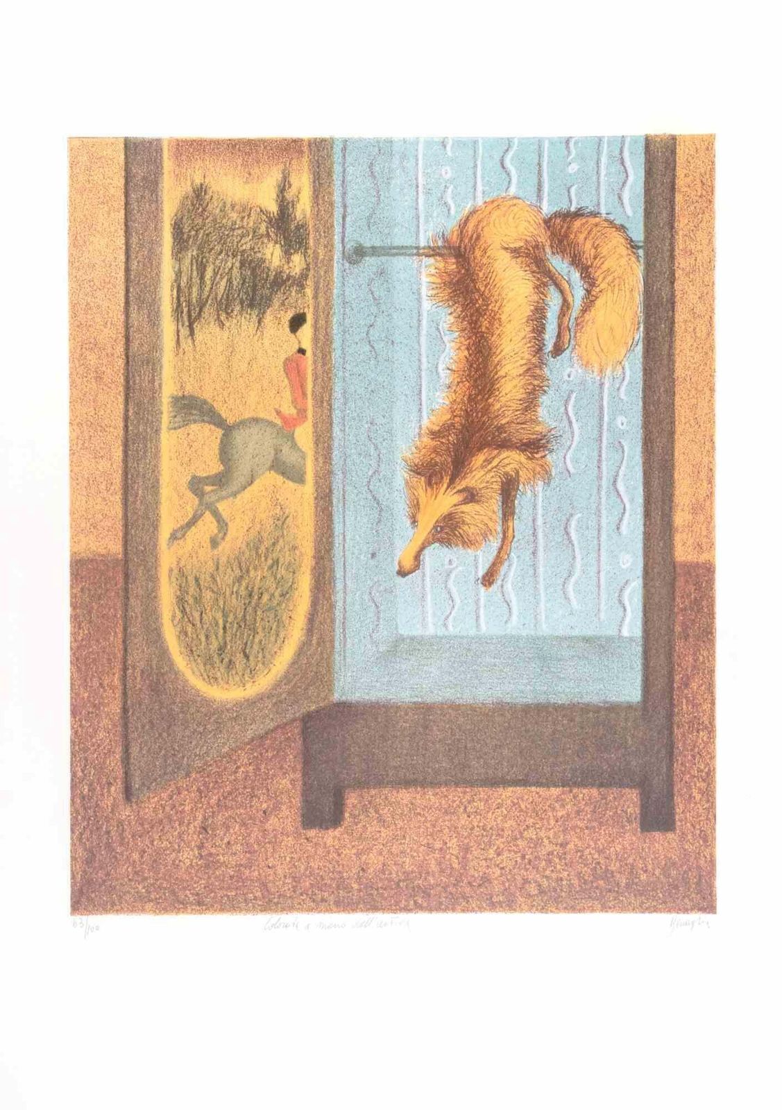 Enrico Benagliathe Fox   Lithograph By Enrico Benaglia   1990s1990s photo furniture