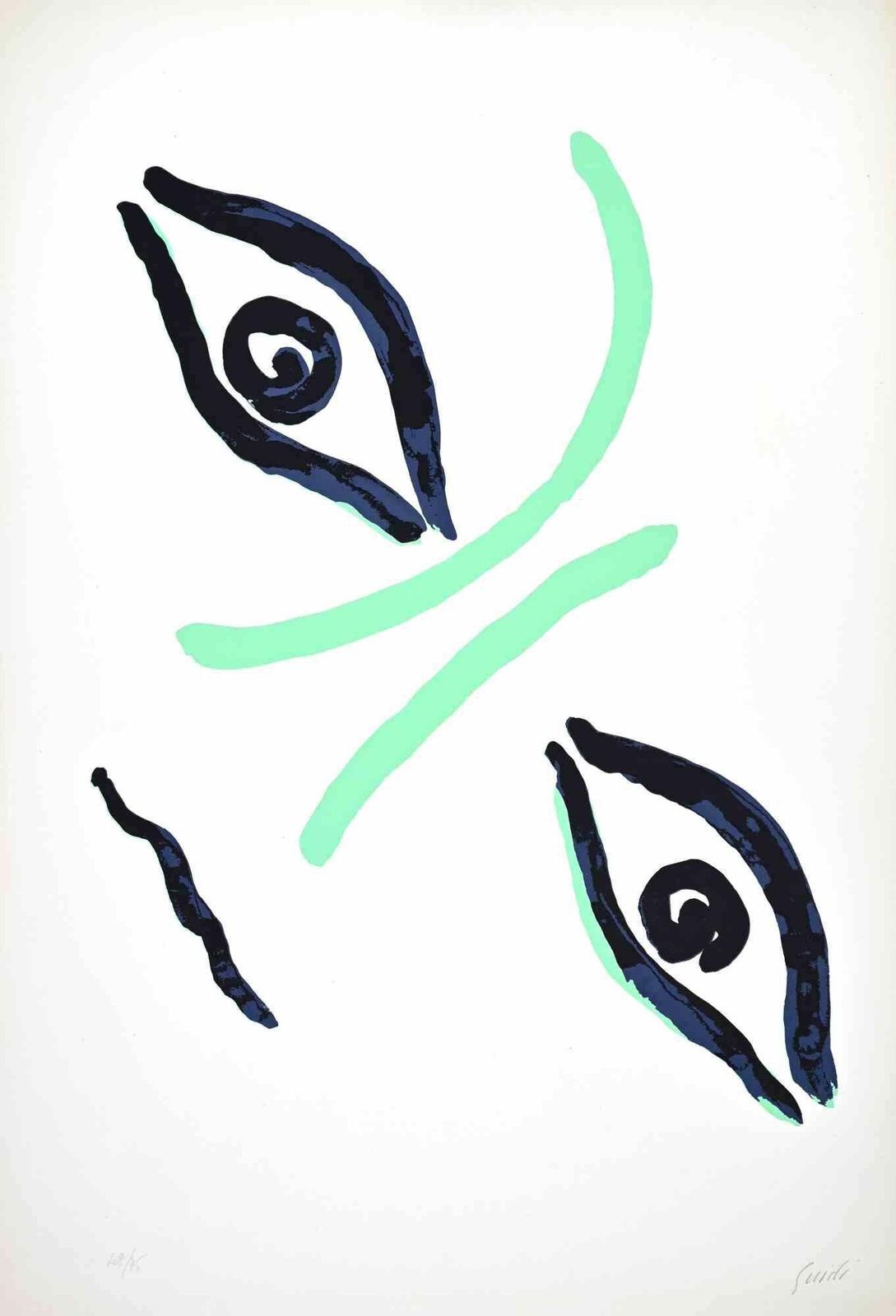 Virgilio Guidicountess Portrait   Lithograph By Virgilio Guidi   Mid 20th Centurymid 20th Century