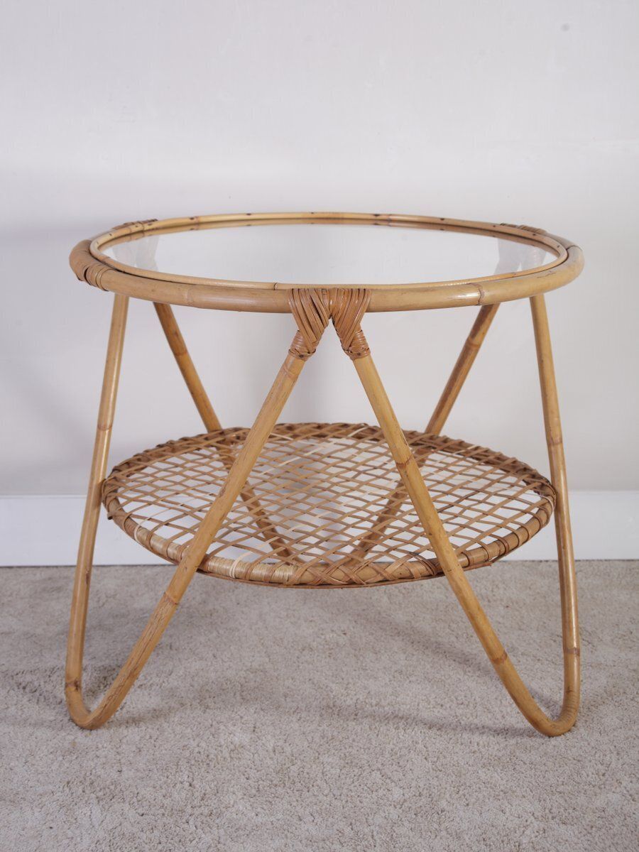 Mid Century Modern Rattan Coffee Table By Alan Fuchs For Uluv, 1960s photo furniture
