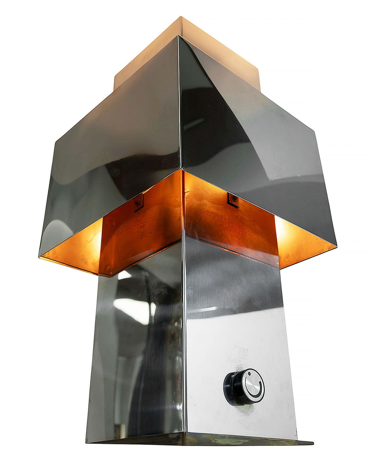 Willy Rizzo Vintage Table Lamp "Love", Stainless Steel & Brass, 1970s photo 5658.0